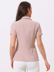 1 Button Office Business Short Sleeve Blazer Jacket