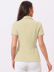 1 Button Office Business Short Sleeve Blazer Jacket