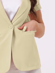 1 Button Office Business Short Sleeve Blazer Jacket