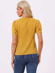 Polka Dot Peter Pan Collar Rockabilly Puff Short Sleeve Shirt