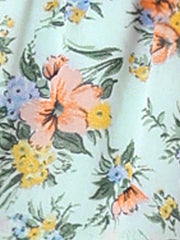 Floral Smocked Elastic Waist Knee Length Ruffle Tiered Skirt