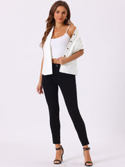 Button Up Collared Short Sleeve Pocket Classic Denim Shirt