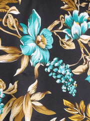 Satin Work Floral Vintage Stand Collar Cap Sleeve Blouse