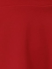 Elegant Short Puff Sleeve V Neck A-Line Zipper Side Office Dress