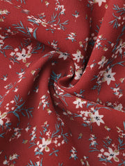 Ruffle Sleeve V Neck Above Knee A-Line Floral Chiffon Dress