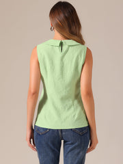 Peter Pan Collar Casual Sleeveless Jacquard Floral Tank Top