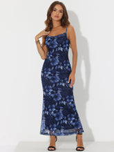 Spaghetti Strap Mesh Floral Sleeveless Bodycon Cocktail Maxi Dress Sundress