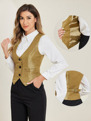 Vintage Button Up Jacquard Steampunk Waistcoat Suit Vest
