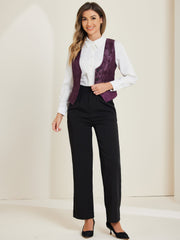 Vintage Button Up Jacquard Steampunk Waistcoat Suit Vest