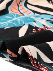 Hawaiian Tropical Leaves Floral Short Sleeve Button Down Shirt