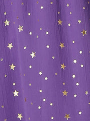 Chiffon Sleeveless Smocked Waist Gilding Metallic Stars Party Dress