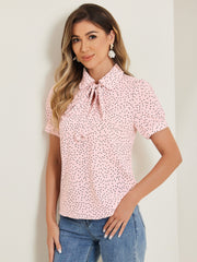 Retro Dots Bow Tie Peter Pan Collar Chiffon Blouse