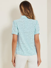 Retro Dots Bow Tie Peter Pan Collar Chiffon Blouse