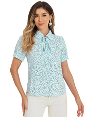 Retro Dots Bow Tie Peter Pan Collar Chiffon Blouse