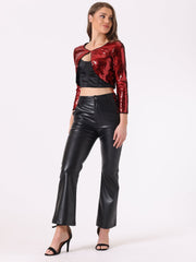 Women's Sequin Jacket Sparkly Party Long Sleeve Open Front Crop Bolero Shrug Cardigan