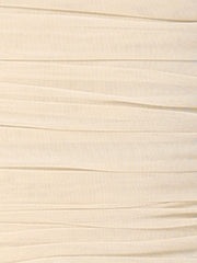 Mesh Solid Long Sleeve Mock Neck Sheer Panel Side Shirring Top