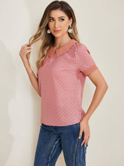 Peter Pan Collar Vintage Polka Dots Short Sleeves Blouse