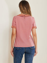 Peter Pan Collar Vintage Polka Dots Short Sleeves Blouse