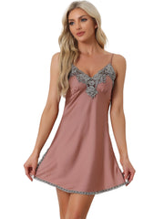 Satin Pajama Cami Dress Sleepwear Spaghetti Strap Lounge Nightgown