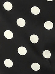 Polka Dots Stand Collar Pleat Keyhole Short Flare Sleeve Blouse