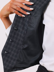 Plaid Waistcoat Notched Lapel Collar Single Breasted Vintage Vest