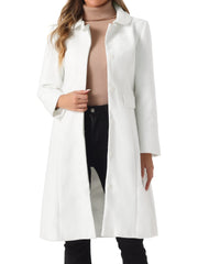 Peter Pan Collar Button Down Long Sleeve Pockets Long Winter Coat