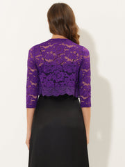 Sheer Floral Elegant 3/4 Sleeve Lace Shrug