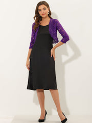 Sheer Floral Elegant 3/4 Sleeve Lace Shrug