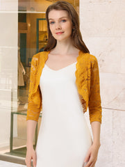 Sheer Floral Elegant 3/4 Sleeve Lace Shrug