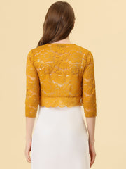 Sheer Floral Elegant 3/4 Sleeve Lace Shrug