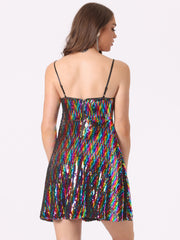 Adjustable Spaghetti Strap Party Glitter Sparkle Sequin Dress