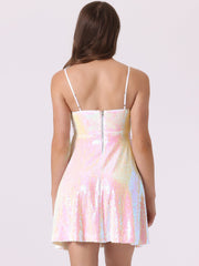 Adjustable Spaghetti Strap Party Glitter Sparkle Sequin Dress