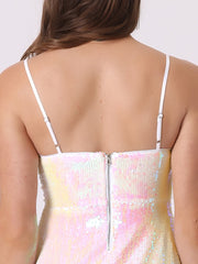 Adjustable Spaghetti Strap Party Glitter Sparkle Sequin Dress