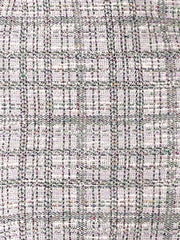 Elegant Square Neck 3/4 Sleeve Plaid Tweed Sheath Dress