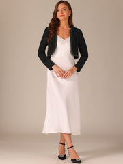 Long Sleeve Contrast Trim Cropped Jacket Bolero Shrug