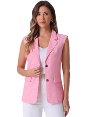 Sleeveless Business Casual Linen Work Office Vest