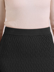 Stretchy Textured Knit Midi Fishtail Sweater Skirt