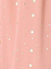 Chiffon Sleeveless Smocked Waist Gilding Metallic Stars Party Dress