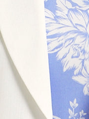 Work flower Print Contrast Panel 2pc Sets Chiffon V Neck Jacket Dress