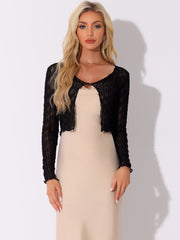 Long Sleeves Lightweight Sheer Textured Cropped Bolero Shrug