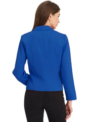 Notched Lapel Long Sleeves Solid Color Open Front Cropped Blazer