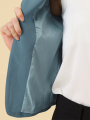 Notched Lapel Long Sleeves Solid Color Open Front Cropped Blazer