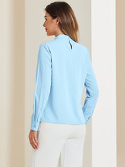 Stand Collar Chiffon Long Sleeve Business Casual Work Blouse