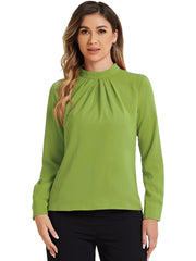 Stand Collar Chiffon Long Sleeve Business Casual Work Blouse