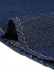 Lapel Collar Long Sleeve One Button Denim Blazer Jean Jacket