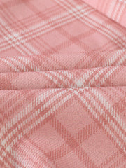 Vintage Tartan Plaid Pants Elastic Waist Straight Long Trousers
