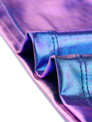 Party Metallic Textured Short Sleeve Shiny Multicolor Top