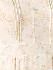 Floral Print Long Sleeve Spring Flowy Midi Boho Dress