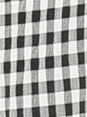 Square Neck Short Sleeves Gingham Plaid Blouse
