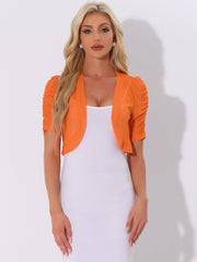 Short Sleeve Open Front Cropped Mesh Sheer Bolero Shrug